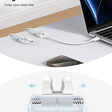 10Pack Cable Spring Holder Clips, Cord Organizer for Desk - Lamicall Adjustable Cord Clip, Wire Holder Organizer, Phone USB Charger Cable Holder, White