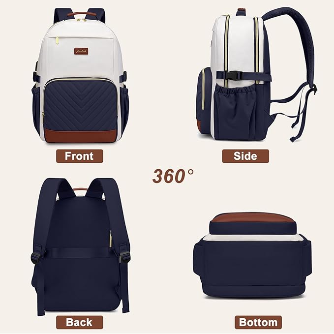 Laptop Backpack for Women Bookbag: 15.6 inch Work School Backpacks with Pouch Pocket for Large Capacity Cup & USB Charger College Book Bag Travel Business Nurse Teacher Bookbags Anti-theft Back Pack