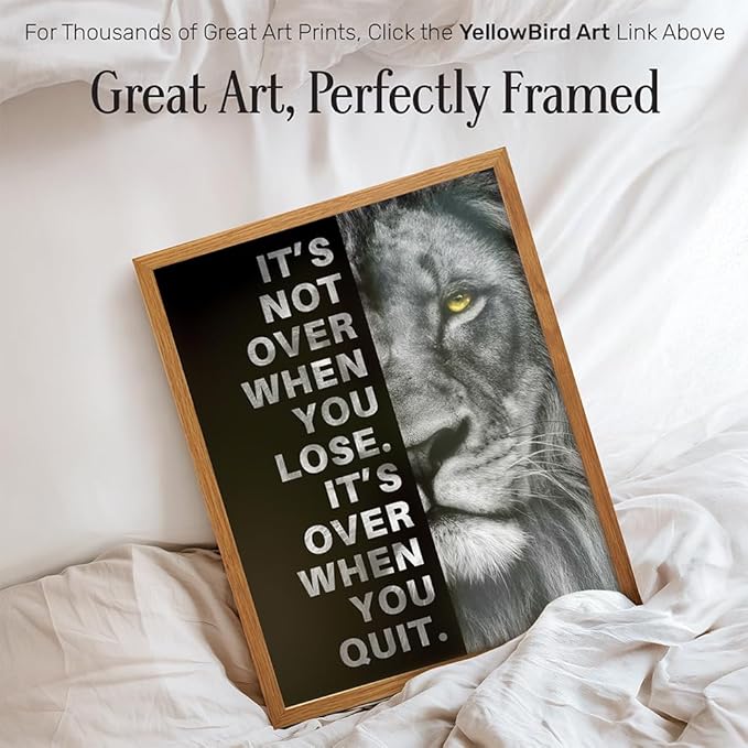 Office Wall Art For Men 11x14 FRAMED - Inspirational Wall Decor - Motivational quote - positive affirmation Wall Art - Gym Motivation Poster - Man cave Decorations - Lion Wall Decor - LARGE