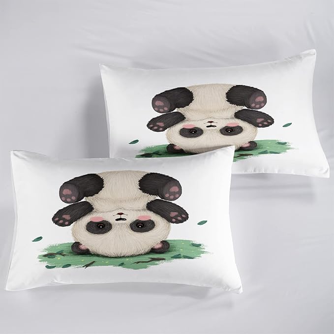 CVHOUSE Panda Bedding - Queen Size, Cute Panda Comforter & 2 Pillow Cases - 3 Piece Set