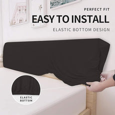 Easy-Going Stretch Bed Headboard Cover,Small Square Jacquard Headboard Slipcover, Dustproof Bed Head Cover for Bedroom (Full,Chocolate)