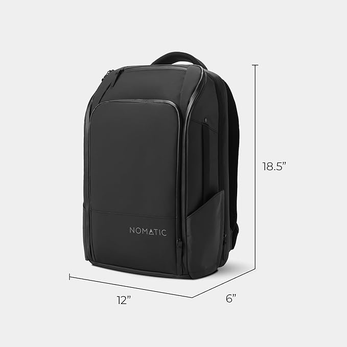 NOMATIC 20L Travel Pack - Water Resistant Laptop Bag - TSA-Ready Expandable Backpack (Black)