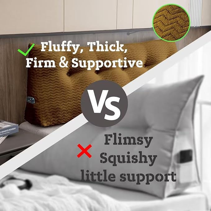 Large Bolster Triangular Headboard Wedge Backrest Positioning Support Bed Rest Reading Pillows Headboard Wedge Pillows for Day Bed with Removable Cover