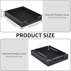 Leather Letter Tray, Office Supplies Desk Organizer for Mail Paper Files Magazines Jewelry Cosmetics,Luxury Letter Holder&Multipurpos Stackable Office Desktop Storage Box,Black