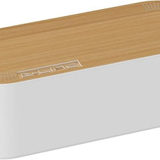 D-Line Cable Management Box, Power Strip Holder, Floor Outlet Hiders, Desk Cord Organizer, Cover TV Wires, Wire Storage, Extension Hider, Office Concealer for Cords - Small, Wood-Effect Lid