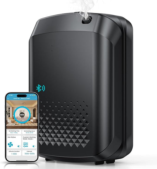 Waterless Essential Oil Diffuser 3000 Sq.Ft Coverage for Large Home Hotel Office, 400ml Cold Air Scent Machine for Aromathrapy, Bluetooth App Control, Quiet Aroma Diffuser Wall Amount