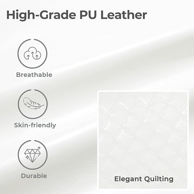 Criss Cross Chair with Flip-Up Arms and Lockable Wheels, Leather Cross Legged Office Desk Chair,Wider 125°Tilting Adjustable Swivel Computer Chair for Home, Apartment, Bedroom,White