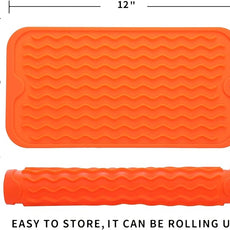 Silicone Dish Drying Mat for Multiple Usage,Easy clean,Eco-friendly,Heat-resistant Silicone Mat for Kitchen Counter or Sink,Refrigerator or Drawer Liner Orange S 12 inches x 6 inches