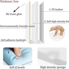 3D Anti-Collision Wall Padding for Kids, Peel and Stick Upholstered Wall Panels, Queen Headboard, Playroom Decorative Protection, Pack of 2 Panels Sized 23.6' X 11.8' (Sky Blue)