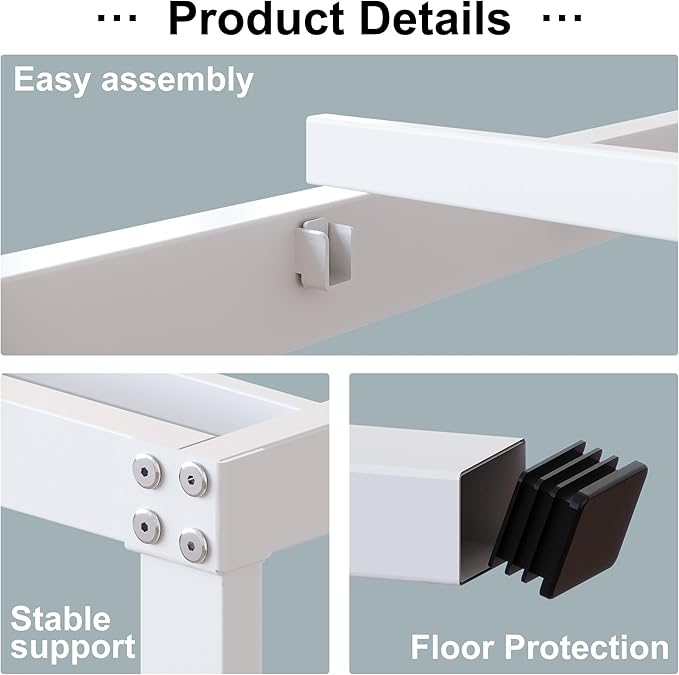 18 Inch White Twin Bed Frame Heavy Duty No Box Spring Needed Metal Platform with Maximum Storage, Easy Assembly, Noise Free