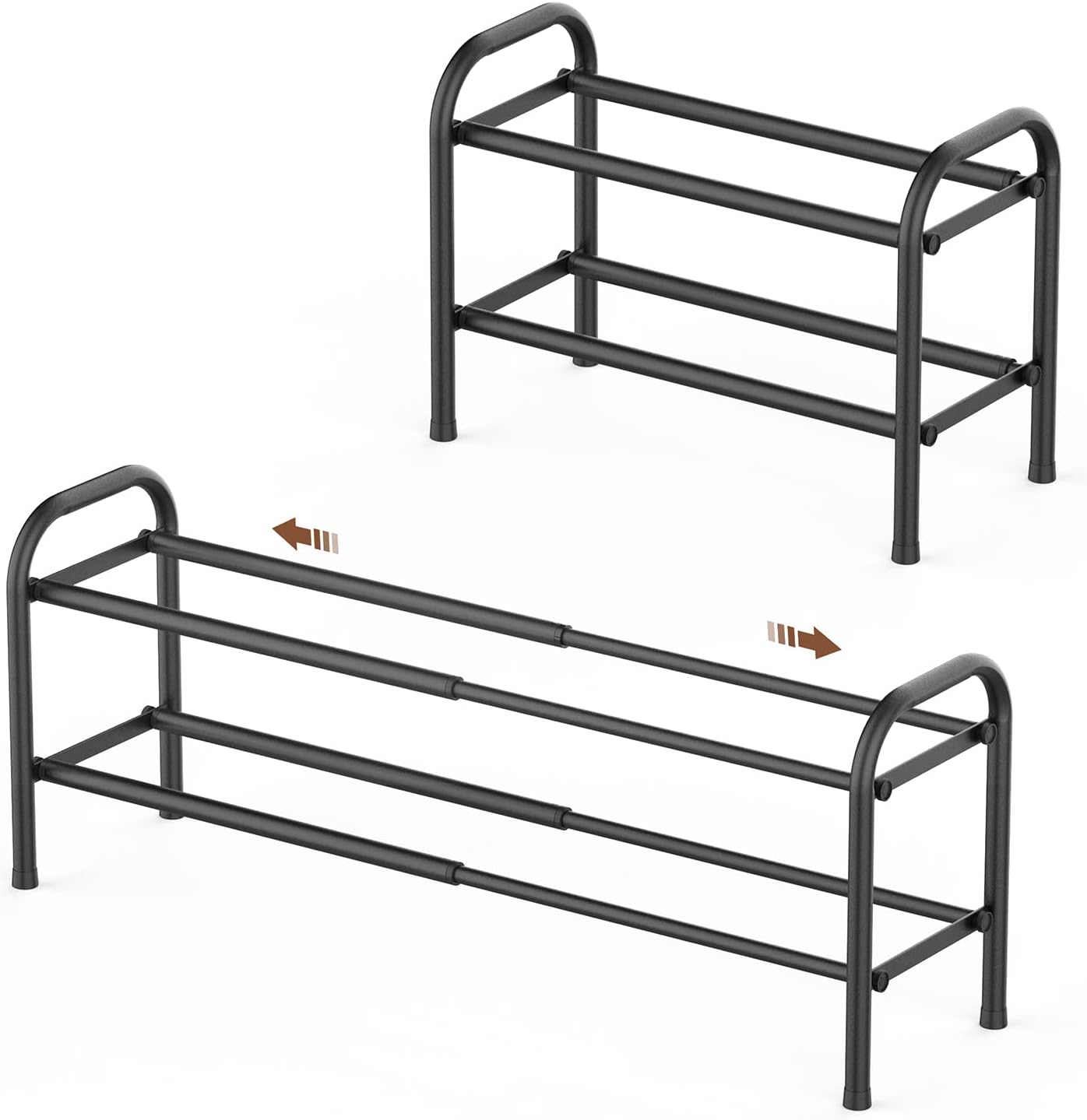Gonfoam 3-Tier Expandable Shoe Rack,Adjustable Shoe Shelf Storage Organizer Heavy Duty Metal Free Standing Shoe Rack for Entryway Closet Doorway (Black) Dormly