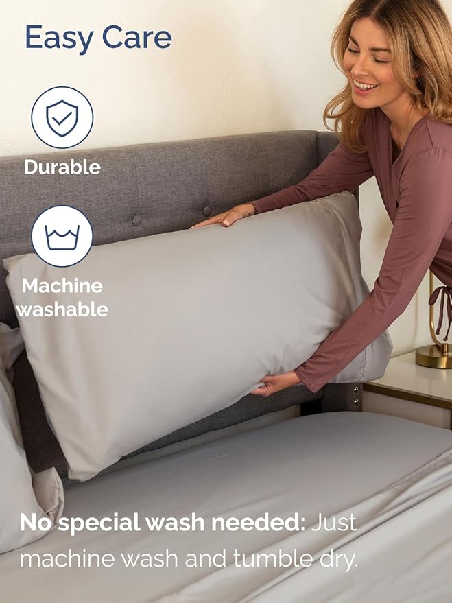 Extra Deep Pocket Cal King Sheets - 4 Piece Breathable & Cooling Bed Sheets - Hotel Luxury Sheet Set - Soft, Wrinkle Free & Comfy - Easily Fits Extra Deep Mattresses - Deep Pocket Light Grey Sheets