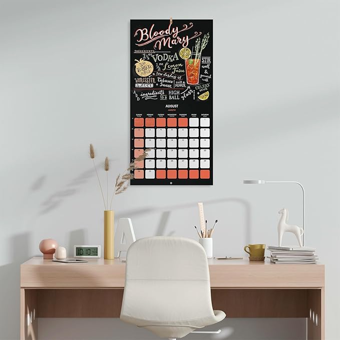 Cocktails Wall Calendar 2026 12" x 12" FSC® Plastic Free - Starts Week On Sunday | Family Planner Calendar 2026