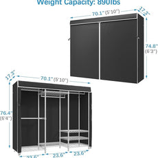 VIPEK V5C Bedroom Armoires Portable Clothes Closet Rack, White Metal Clothing Rack with Black Cover, Adjustable Custom Freestanding Closet Wardrobe Heavy Duty Covered Clothes Rack, Max Load 890LBS