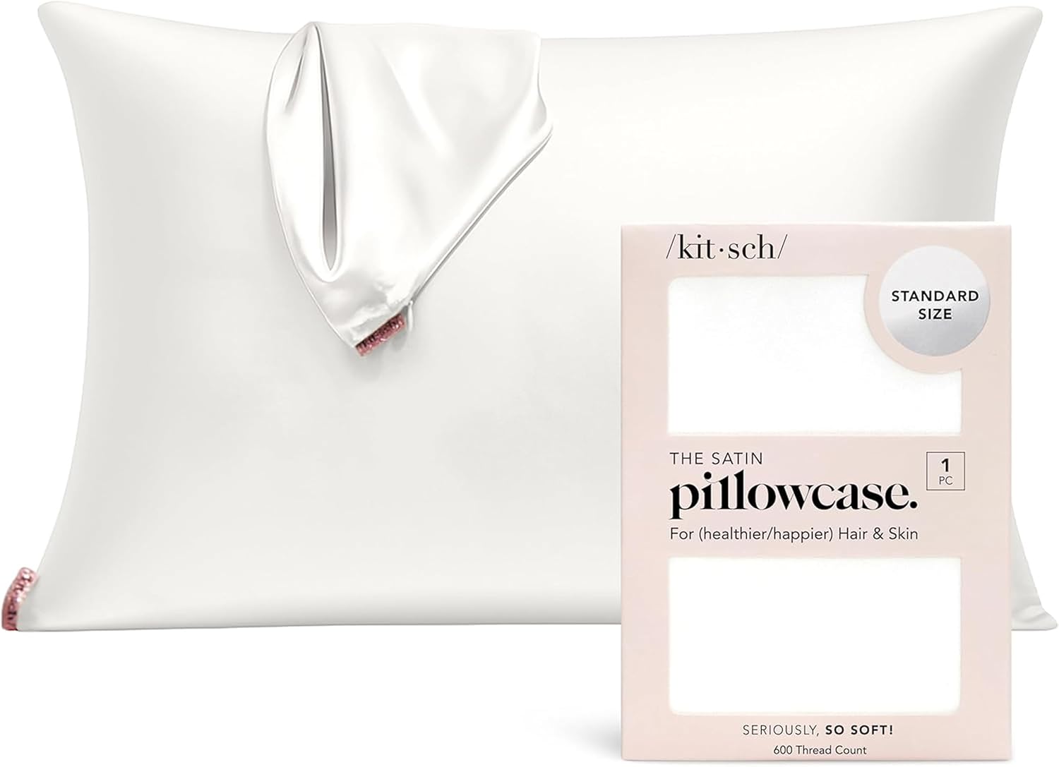 Kitsch Satin Pillowcase with Zipper for Hair & Skin - Softer Than Silk Pillow Cases, Smooth Cooling Satin Pillow Case, Wrinkle-Free, Machine Washable, Pillow Cases Standard Size 19x26 - Lavender Dormly