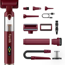 Fanttik Slim V10 APEX Cordless Car Vacuum, 4-in-1 Portable Mini Handheld Vac, 19kPa Suction Power, Upgraded Smart Digital Display, 2 Suction Modes for Small Jobs, Car, Office Desk, Keyboards (Red)