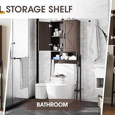 Over The Toilet Storage Cabinet with 2-Door Design Bathroom Organizers and Storage with Anti-Tip Device Over Toilet Organizer with Shelves for Bathroom,Restroom,Laundry Espresso