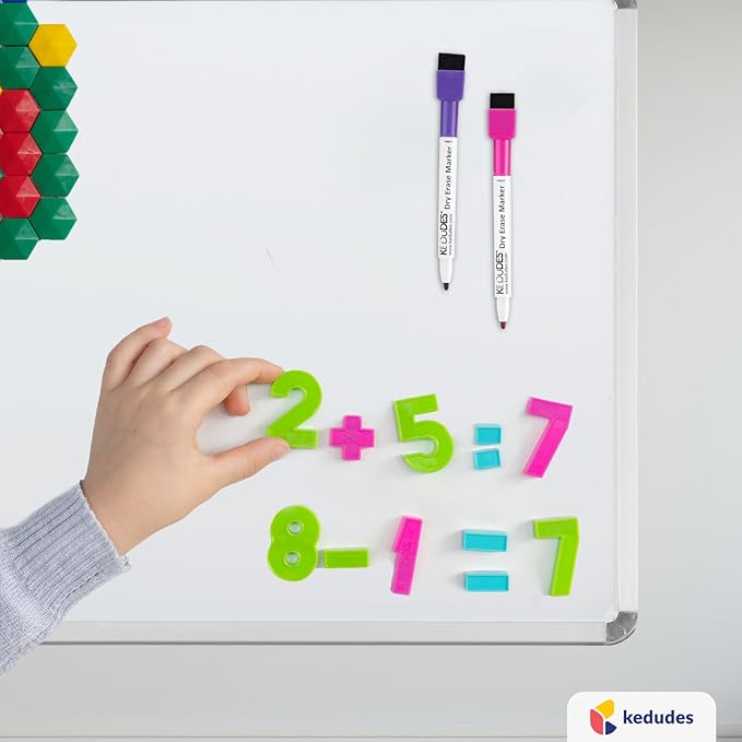 Kedudes Magnetic Dry Erase Board 11 x 14 inches - Board Dudes SRX Magnetic 6-Pack Dry Erase Markers, Assorted Colors - Small - (11x14 with 4 Note Magnets and Markers)