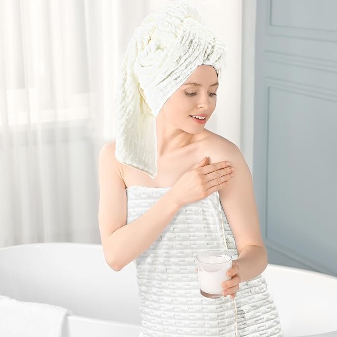 8 Pack Microfiber Bath Towels Bulk 27'' x 60'' Oversized Size Bath Towel Highly Absorbent Extra Large Soft Drying for Shower Beach Winter Salon Sport Gym Party (Slub Velvet,White)