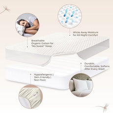 100% Cotton Organic Mattress Pad - Breathable & Cooling Mattress Protector Twin XL Size - Premium 300GSM Quilted and Noiseless Machine Washable Organic Cotton Mattress Protector (Ivory, Twin XL)