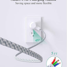 2 Pack Power Strip Surge Protector, 6 Outlets 4 USB Ports (2 USB C) 5Ft Long Extension Cords, Flat Plug Overload Protection Outlet Strip, Wall Mount for Home, Office and Dorm Essential, ETL Listed