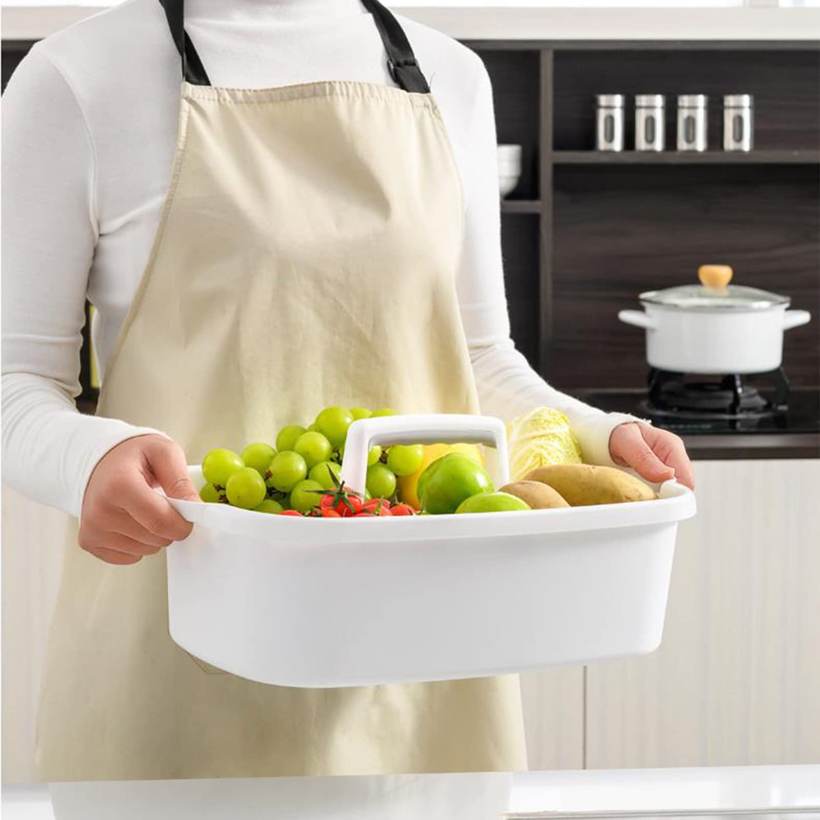 JiatuA Large Cleaning Supplies Caddy Portable Shower Basket Supply Organizer with Handle Plastic Bucket Tool Storage for Bathroom, Bedroom, Kitchen, College Dorm, Garden, Dark Gray Dormly