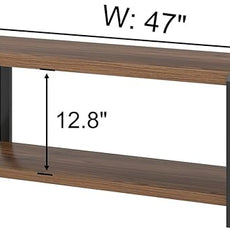 FOLUBAN Entryway Bench with Shoe Storage, Modern End of Bed Bench, Wood and Metal Entry Bench for Hallway Front Door Entrance, Industrial Indoor Bench for Bedroom Living Room, Rustic Walnut, 47 Inch