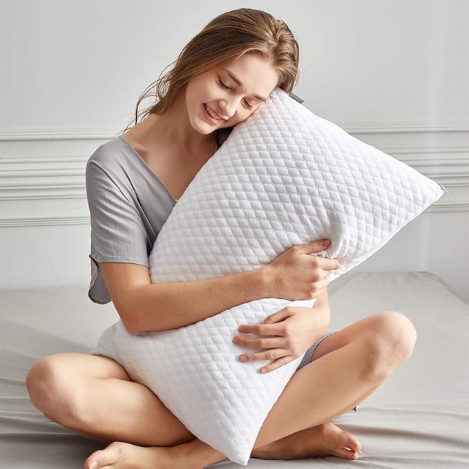 NTCOCO Shredded Memory Foam Bed Pillows for Sleeping King Size of 1, with Washable Removable Hypoallergenic Sleep Pillow for Back and Side Sleeper