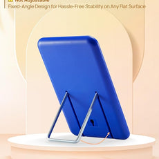 OMIRO Desk Makeup Mirror, 8 x 5 inches Table Mirror with Foldable Stand and Hanging Hole for Shaving and Travelling, Blue