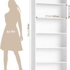 FOTOSOK 6-Tier Open Bookcase and Bookshelf, Freestanding Display Storage Shelves Tall Bookcase for Bedroom, Living Room and Office, White