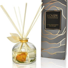 LOVSPA Reed Diffuser Set, Mandarin Lime & Basil Scented Oil Diffuser with Sticks, Home Fragrance Accessories for Bathroom Shelf Decor, Aroma Diffusers for Home or Office Desk, USA Made
