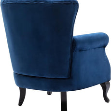 Mid-Century Accent Chair Modern Button Tufted Armchair Wingback Club Chair Velvet Single Sofa Lounge Chair with Pillow for Living Room Bedroom, Blue