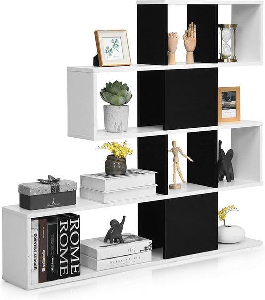 Tangkula 8 Cubes Bookshelf, Modern Ladder Corner Bookcase, 8-Cube Open Stepped Storage Bookcase, 5-Tier Display Shelf for Home Office, 47 x 8 x 43 Inch, Living Room Divider Booksheif