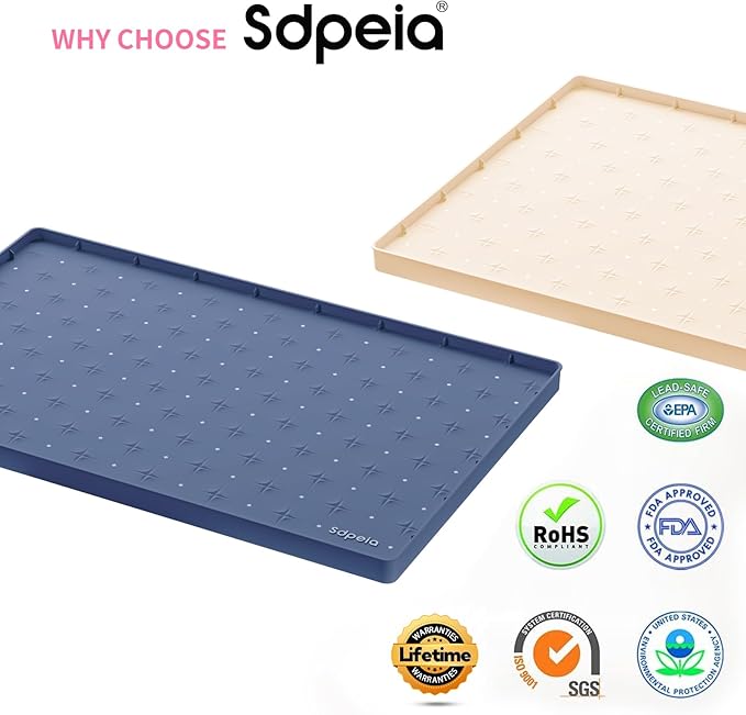 Sdpeia Under Sink Mat 22"×14" Waterproof Silicone Cabinet Liner & Sink Protector for Kitchen & Bathroom, Multi-Purpose Organizers Tray for Pets, Laundry, Cat Litter Mat