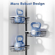 Shower Caddy Corner Organizer Tension Pole Adjustable 30-120 Inches Corner Shelf with Towel Rack, Toothbrush Holder, Soap Dish for Bathroom Organizers and Storage