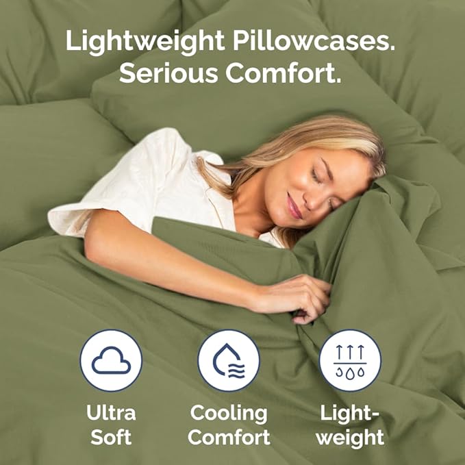 Queen Pillow Cases - 4 Pack - Super Soft Pillowcase Covers - Envelope Enclosure - Hotel Quality Pillow Protectors - Wrinkle Free, Shrink & Stain Resistant - Machine Washable - 20" x 30" (Sage Green)