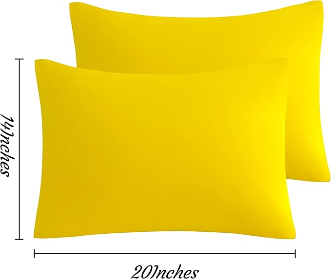 NTBAY Toddler Pillow Cases Set of 2, 2 Pack Brushed Microfiber 14x20 Pillow Cases, Soft, Wrinkle, Fade, Stain Resistant Yellow Pillow Cases with Envelope Closure, 14x20 Inches, Yellow