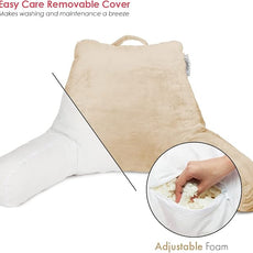 Nestl Reading Pillow for Kids & Teens with Shredded Memory Foam, Backrest Pillows for Reading, Watching, and Gaming, Use on the Couch, Bed, or Floor, Adjustable Support with Washable Cover Beige Cream