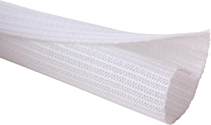 Alex Tech 25ft - 1.25 inch Cord Protector Wire Loom Tubing Cable Sleeve Split Sleeving for USB Cable Power Cord Audio Video Cable - Protect Cat from Chewing Cords - White