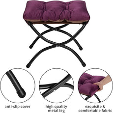 HollyHOME Lazy Chair with Foldable Ottoman, Accent Comfy Lounge Armchair and Folding Footrest Stool, Leisure Sofa Reading Chair and Footstool for Living Room, Bedroom, Dorm,Velvet Purple