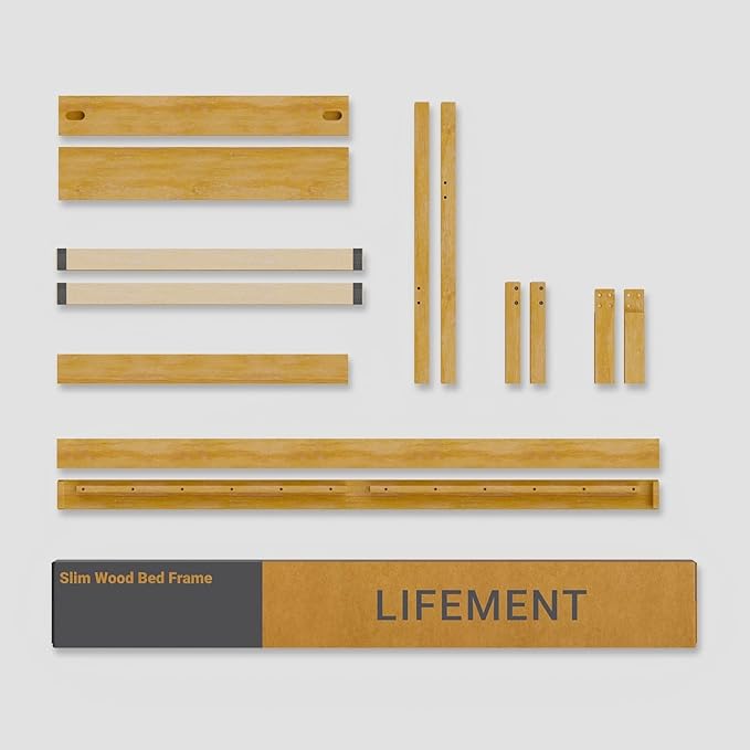 LIFEMENT Classic Wood Platform Bed Frame, Essential, Noise Free, Under Bed Storage, No Box Spring Needed, Easy Assembly (Natural, King (U.S. Standard))