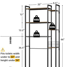 Over Toilet Bathroom Organizer, 7-Tier Study Metal Toilet Storage Shelf for Toilet Paper, Towels, Toiletries, Easy Assembly, Freestanding, Perfect for Small Space, Apartment, Dorm, Powder Room