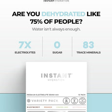 Instant Hydration Electrolytes Powder Packets - Variety Pack - Zero Sugar - Keto, Vegan, Gluten-Free, Non-GMO - Boost Recovery, Brain Function, Muscle & Tissue Health - 12 Sticks