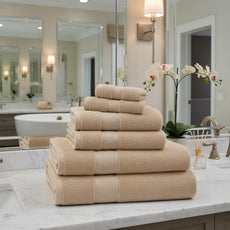 BAGNO MILANO Turkish Towels, Ultra Soft, Plush Luxury Turkih Cotton Bath Towels, Quick Dry Towel Set Made in Turkey (Sand Beige, 6 Pcs Towel Set)