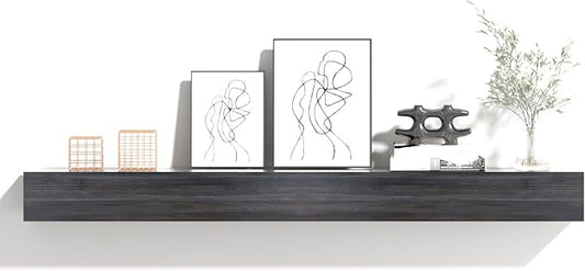 Fireplace Mantel Shelve, Solid Wood Baked Finish Wall-Mounted Floating Shelf for Over Fireplace, Handcrafted Floating Fireplace Mantels with Wooden Bracket, 72 x 8 x 6 Inches