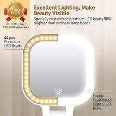 Travel Mirror with Light, Compact Mirrors, 1x/30x Magnifying Mirror with 3 Color Lights and Adjustable Brightness, 4.5x3.9 inch Small Compact Hangable Hand Pocket Mirrors, Comes with Tweezer