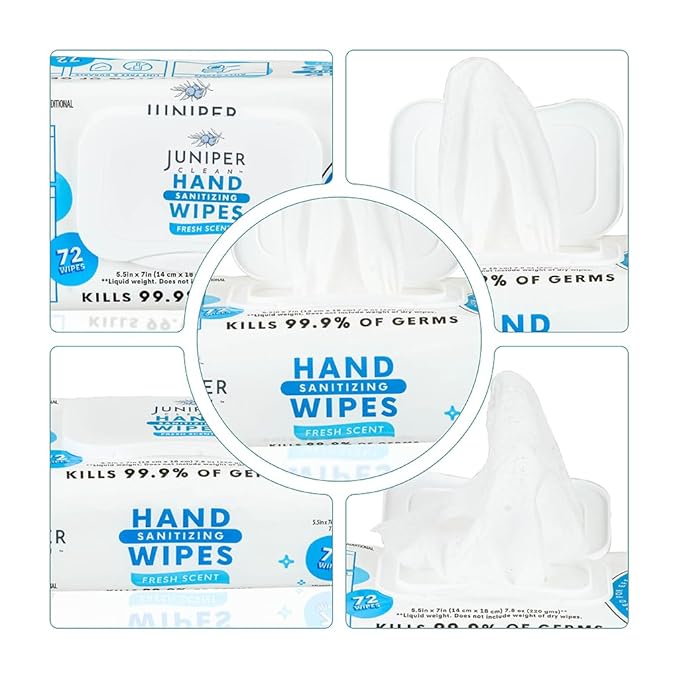 1 Pack Hand Sanitizing Wipes, 72 Count Disposable Hand Sanitizer Wipes, Fresh Scent, Lint Free & Durable