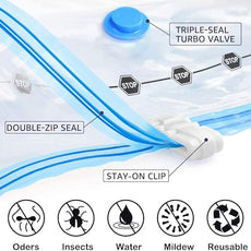 BoxLegend Vacuum Storage Bags 10 Combo Vacuum Pack Bags Space Saving Double Zipper Seal & Leak Valve Reusable for Clothes Pillow Comforters Bedding,2XL, 2L, 6S, 1 Large Pump