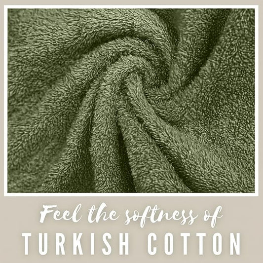 Personalized Towels, Luxury Turkish Genuine Cotton Towel Washcloths for Bathroom, Kitchen, Hotel, Spa, Gym & College Dorm, 2 Pack Washcloth Set for Body & Face, Baby & Adults - Forest Green