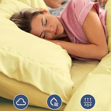 Extra Deep Pocket Queen Sheet Set - 4 Piece Breathable & Cooling Bed Sheets - Hotel Luxury Sheet Set - Ultra Soft, Wrinkle Free & Comfy - Easily Fits Extra Deep Mattresses - Deep Pocket Yellow Sheets